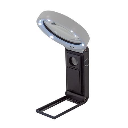 Lupa, 90 mm, so sklopným stojanom, LED svetlo, WEDO, čierna/biela 1
