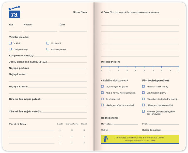 NOTIQUE Notes Zápisník filmožrúta CZ, 13 x 21 cm 1