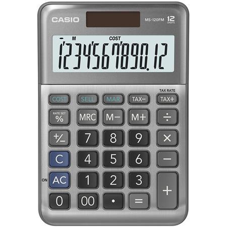Kalkulačka, stolová, 12 miestný displej, CASIO "MS-120 FM", sivá 1