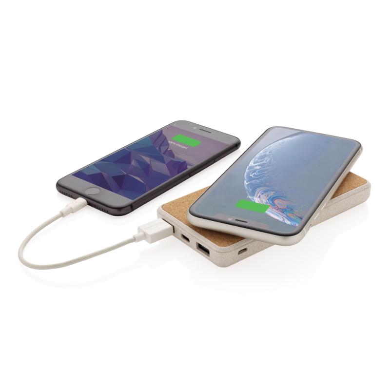 Bezdrôtová powerbanka z korku a pšenice 8 000 mAh 5W khaki 5