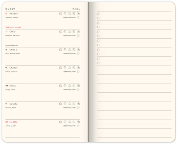 NOTIQUE Týždenný Láskavý diár 2026, 13 x 21 cm 1