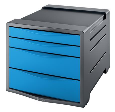 Zásuvkový box, plastový, 4 zásuvky, ESSELTE "Europost", Vivida modrá 1