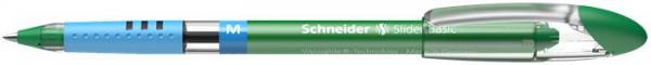 Guľôčkové pero, 0,5 mm, s vrchnákom, SCHNEIDER "Slider M", zelené 4