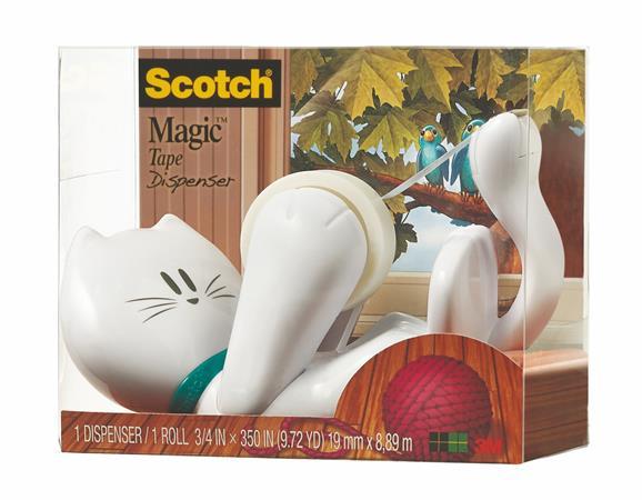 Dispenzor na lepiacu pásku, stolový, s lepiacou páskou, 3M SCOTCH "C39", mačička 1