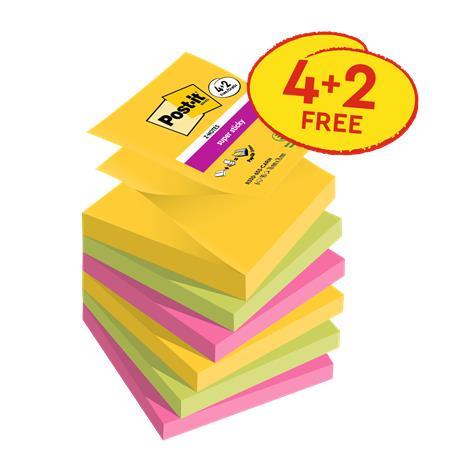 Samolepiaci bloček, "Z", 76x76 mm, 4+2x90 listov, 3M POSTIT "Carnival", rôzne farby 1