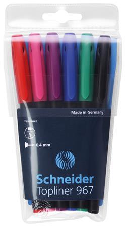 Liner, 0,4 mm, SCHNEIDER "Topliner 967", 6 rôznych farieb