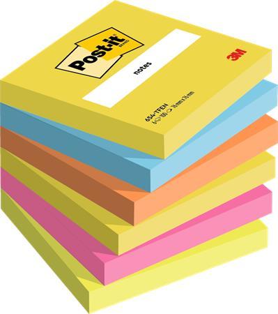 Samolepiaci bloček, 76x76 mm, 6x100 listov, 3M POSTIT, energické farby 1