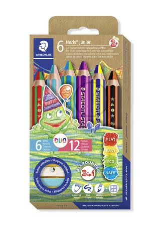 Farebné ceruzky, sada, dvojfarebné, so strúhadlom, STAEDTLER "Noris® junior 140", 6 rôznyc 1
