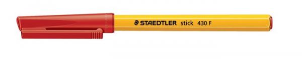 Guľôčkové pero, 0,3 mm, s vrchnákom, STAEDTLER "Stick 430 F", červené 1
