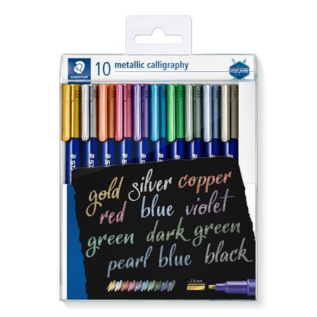 Kaligrafický popisovač, sada, STAEDTLER "Design Journey Metallic Calligraphy", 10 rôzne me 1