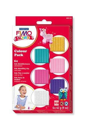Modelovacia hmota, 6x42 g, pre dievčatá, FIMO "Kids Color Pack", 6 rôznych farieb 1