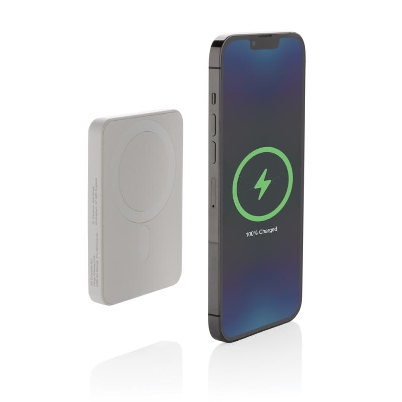 Magnetická powerbanka 5000mAh Magnetix z RCS recykl. plastu biela 2