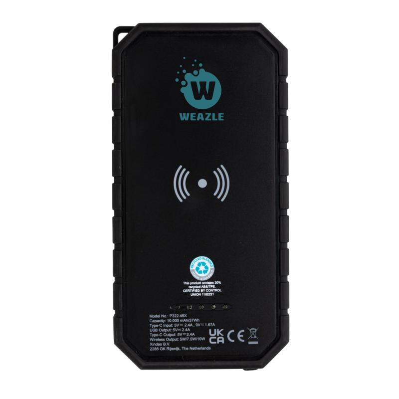 Bezdrôtová solárna powerbanka 10000mAh 10W z RCS rec. plastu čierna 8