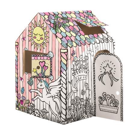 Kartónový domček, vyfarbiteľný, FELLOWES "BANKERS BOX® Playhouse", jednorožec, mix vzorov 3