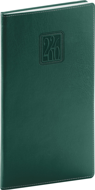 NOTIQUE Vreckový diár Panama 2026, zelený, 9 x 15,5 cm