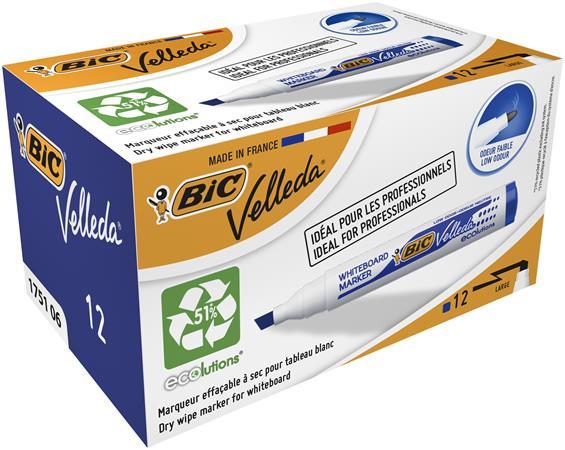 Popisovač na biele a flipchartové tabule, 1,1-5,6 mm, zrezaný hrot, BIC "Velleda ecolution 1