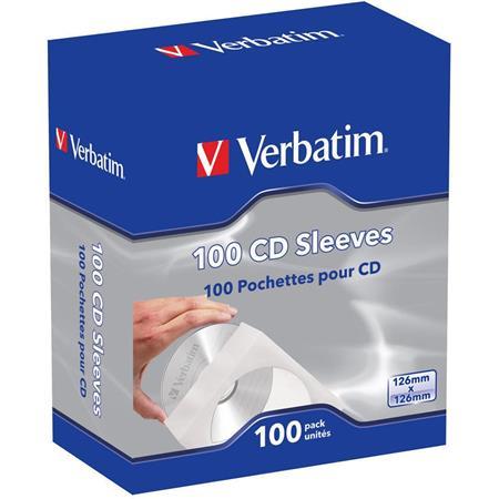 Obálky na CD, papierové, s okienkom a samolepiacim uškom, VERBATIM, biele 1