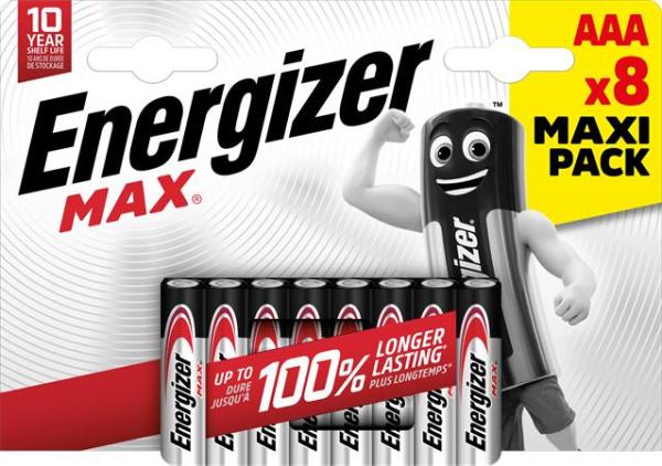 Batéria, AAA mikrotužková, 8 ks, ENERGIZER "Max" 1