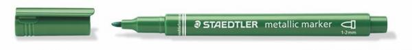 Dekoračný popisovač, 1-2 mm, kužeľový hrot, STAEDTLER, metalická zelená