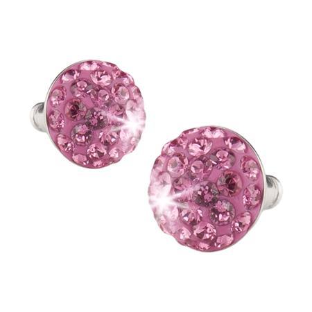 Náušnice, pologuľa, ružová, so SWAROVSKI® krištáľom, 10 mm, ART CRYSTELLA®