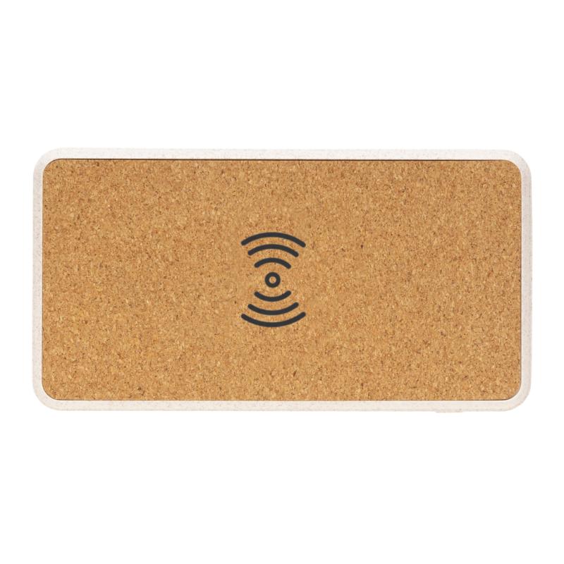 Bezdrôtová powerbanka z korku a pšenice 8 000 mAh 5W khaki 2