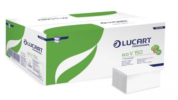 Papierové utierky, Z/V ohyb, 2-vrstvové,  LUCART "Eco", biele 1