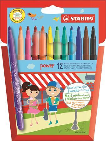 Fixky, 2 mm, STABILO "Power", 12 rôznych farieb 1