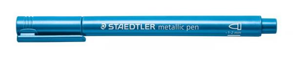 Dekoračný popisovač, 1-2 mm, kužeľový hrot, STAEDTLER, metalická modrá 2