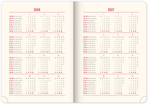 NOTIQUE Týždenný diár Twill 2026, čierno-zlatý, 15 x 21 cm 2