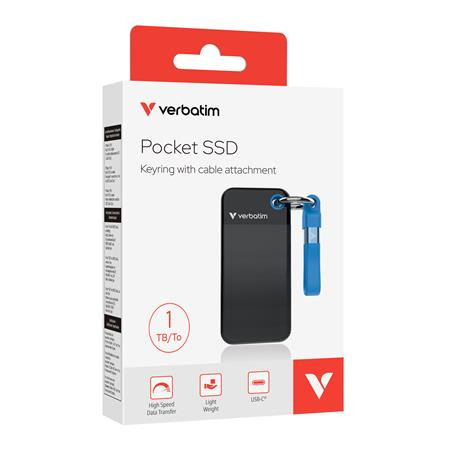 SSD (externá pamäť), 1TB, USB 3.2 Gen2, VERBATIM "Pocket SSD", čierna/modrá 4
