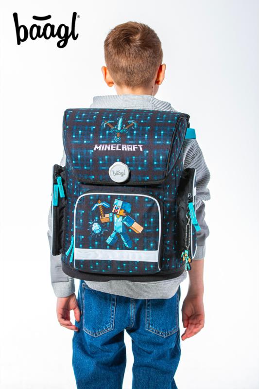 BAAGL Školská aktovka Ergo Minecraft Blue Axe 13