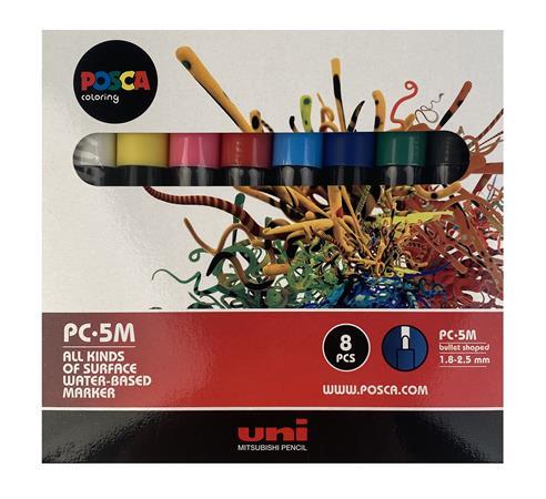 Dekoračný popisovač, sada, 1,8-2,5 mm, UNI "Posca PC-5M"