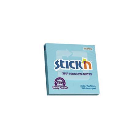 Samolepiaci poznámkový blok, 76x76 mm, 100 listov, STICK N, modrá 2
