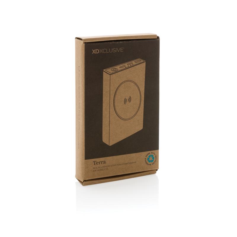 Powerbanka Terra 5000mAh s 5W Qi z RCS rec. hliníka a ABS sivá 12