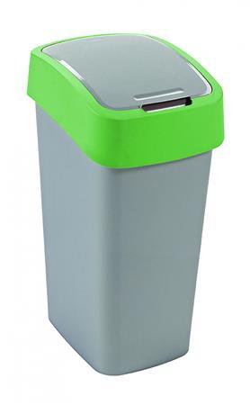 Odpadkový kôš s výklopným vekom, na triedenie odpadu, plastový, 50 l, CURVER, zelená/sivá 1