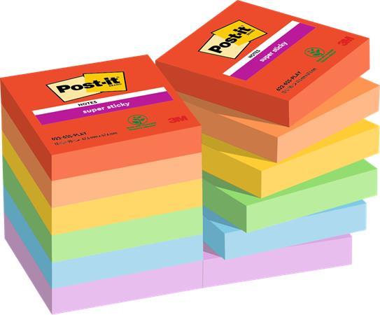 Samolepiaci bloček, 47,6x47,6 mm, 12x90 listov, 3M POSTIT "Super Sticky Playful", mix fari