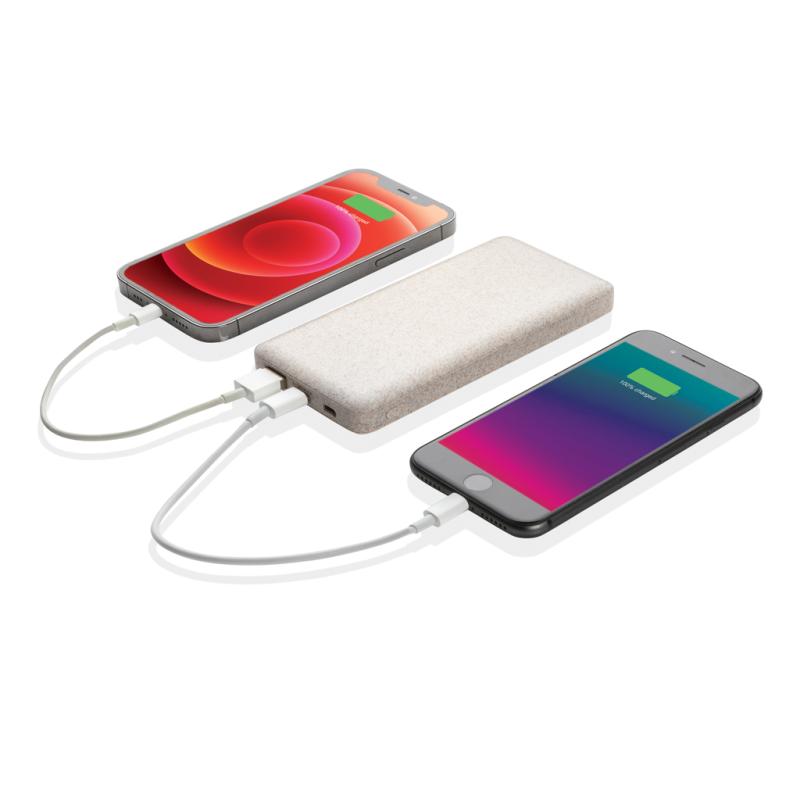 Powerbanka 10 000 mAh z pšeničnej slamy khaki 2
