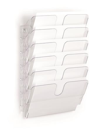Stojan na prospekty, nástenný, horizontály, A4, DURABLE "FLEXIPLUS 6", priehľadná 1
