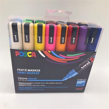 Dekoračný popisovač, sada, 1,8-2,5 mm, UNI "Posca PC-5M", 16 rôznych farieb 2
