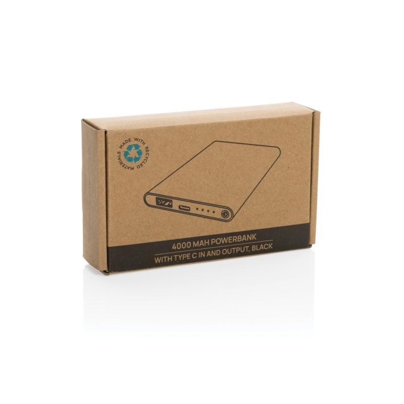 Powerbanka 4000mAh s USB C z RCS recykl. plastu a hliníka čierna 11