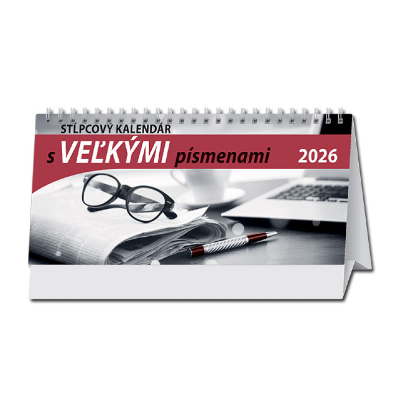 Stolový kalendár Stĺpcový kalendár s veľkými písmenami 2026