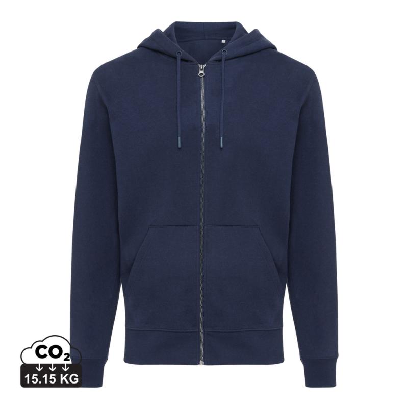 Mikina na zips s kapucňou IQONIQ Abisko z recykl. bavlny námornícka modrá 5XL