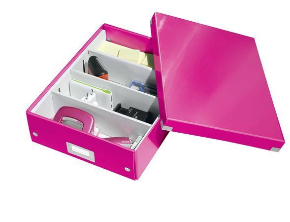 Odkladacia škatuľa, organizačná, laminovaný kartón, veľkosť: M, LEITZ "Click&Store", ružov 4