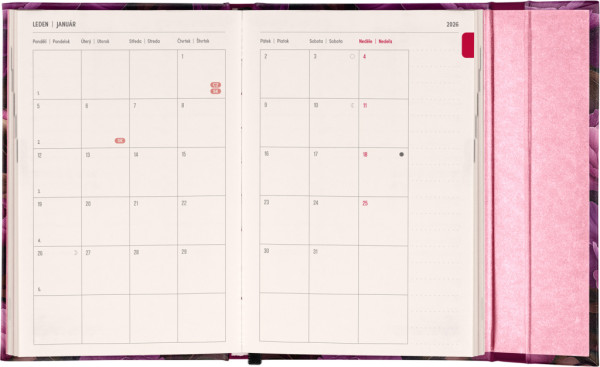 NOTIQUE Týždenný magnetický diár Fialové kvety 2026, 11 x 16 cm 3