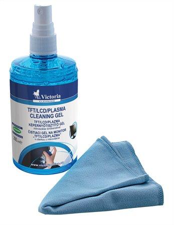 Čistiaca tekutina na monitory, s utierkou s mikrovláknom, 200 ml, VICTORIA 2