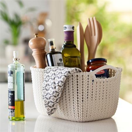 Pletený košík, rozmer L, CURVER "Knit", biely 2