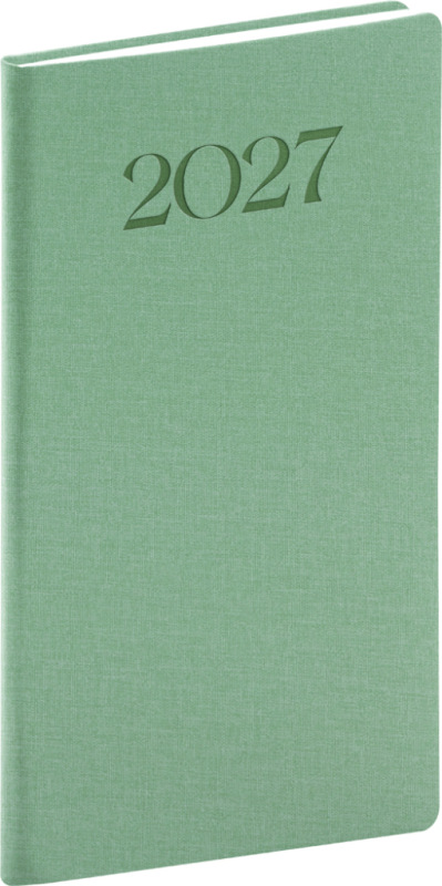 NOTIQUE Vreckový diár Biella 2027, zelený, 9 x 15,5 cm