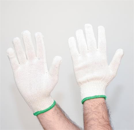 . Bavlnené rukavice, z miešaných vlákien, veľkosť XXL, 12 párov, krátky lem, prírodná farba