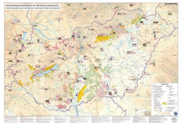Podložka na stôl, dvojstranná, STIEFEL "Magyarország domborzata/Bortérkép - Pohoria Maďars 2