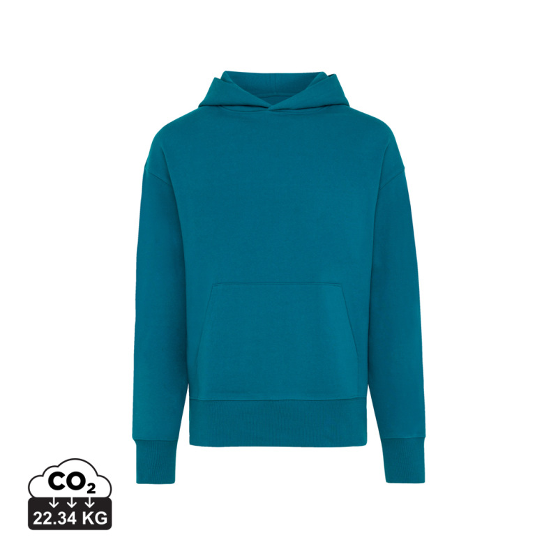 Mikina s kapucňou IQONIQ Yoho relaxed fit z recykl. bavlny dark teal XS